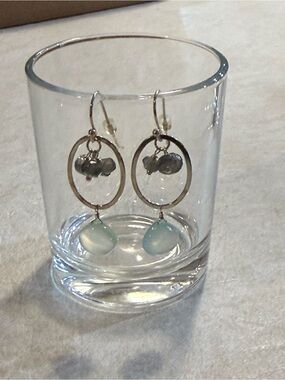 Anthropologie Handcrafted Silver Earrings with semi-precious drops